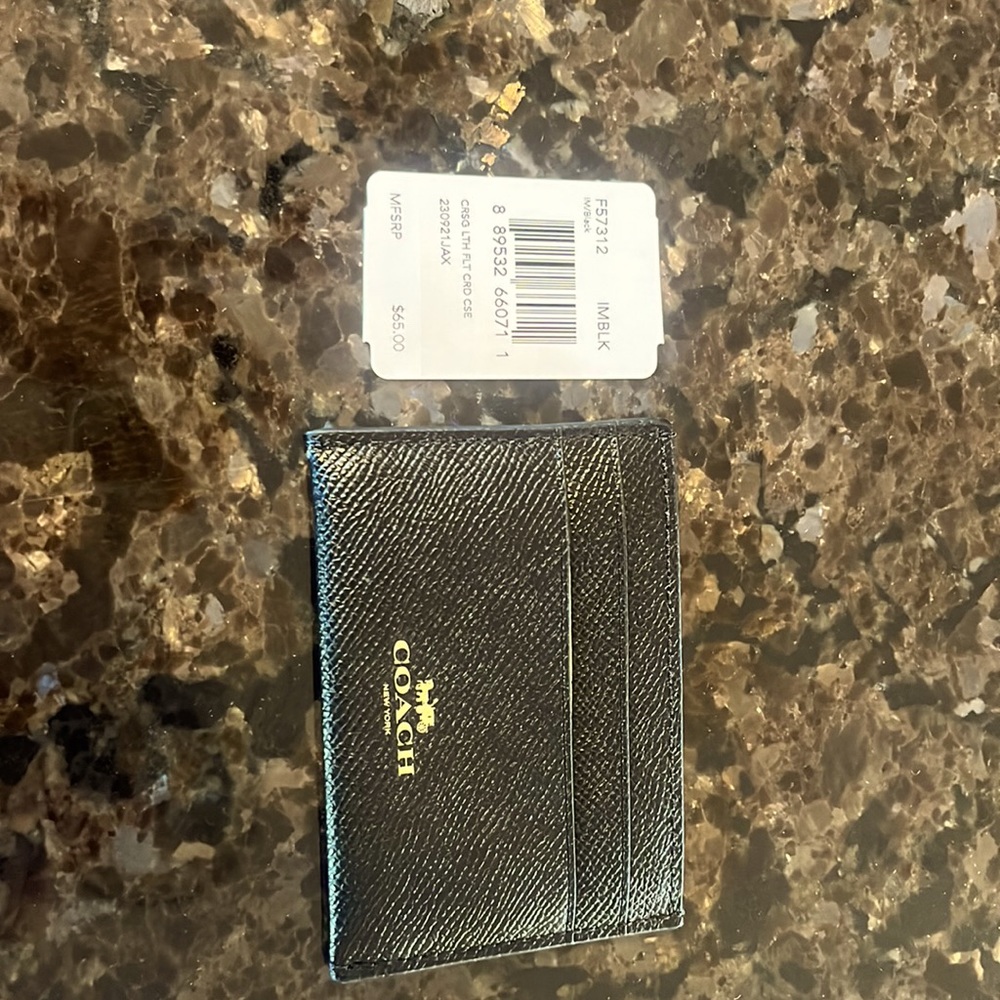 Coach.  Black Flat Credit Card Case.  Reg $65.  BRAND NEW